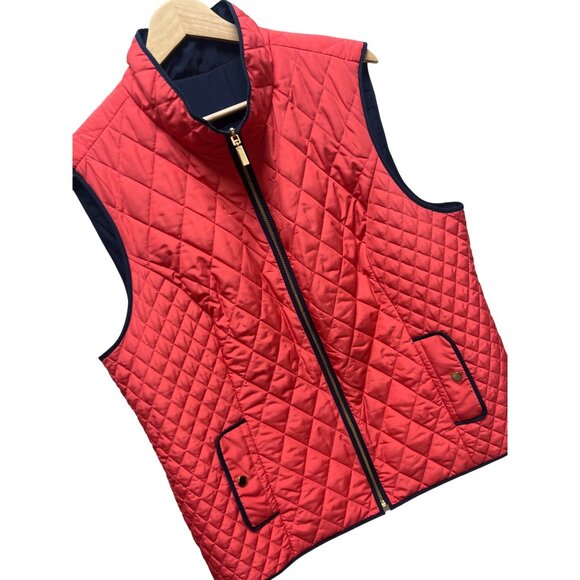Charter Club Coral and Navy Puffer Full zip Vest - Picture 1 of 8